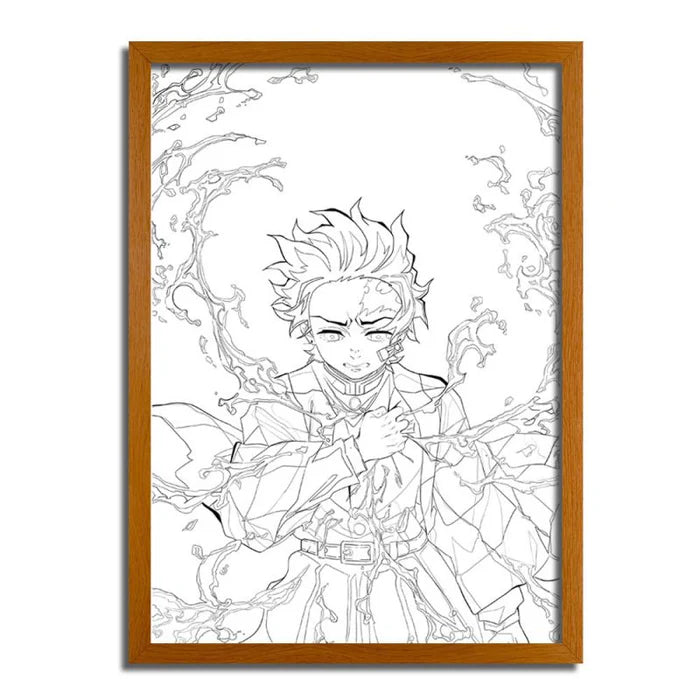 Demon Slayer: Tanjiro and Rengoku LED Light Painting Lamp Artwork Night Light