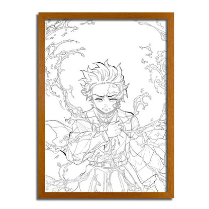 Demon Slayer: Tanjiro and Rengoku LED Light Painting Lamp Artwork Night Light