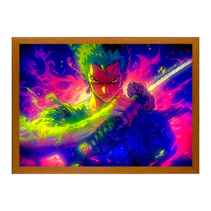 Roronoa Zoro Themed Light Painting Artwork Night Lights Table Lamp USB Plug