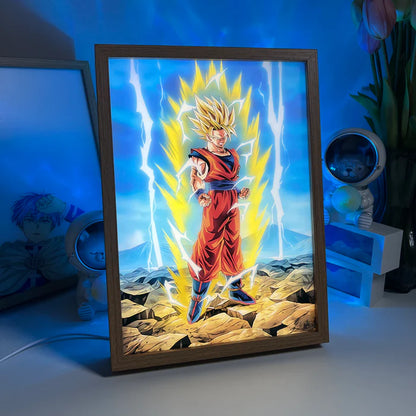 Dragon Ball Super Saiyan Goku Anime LED Light Painting Frame - Unleash the Power of Goku