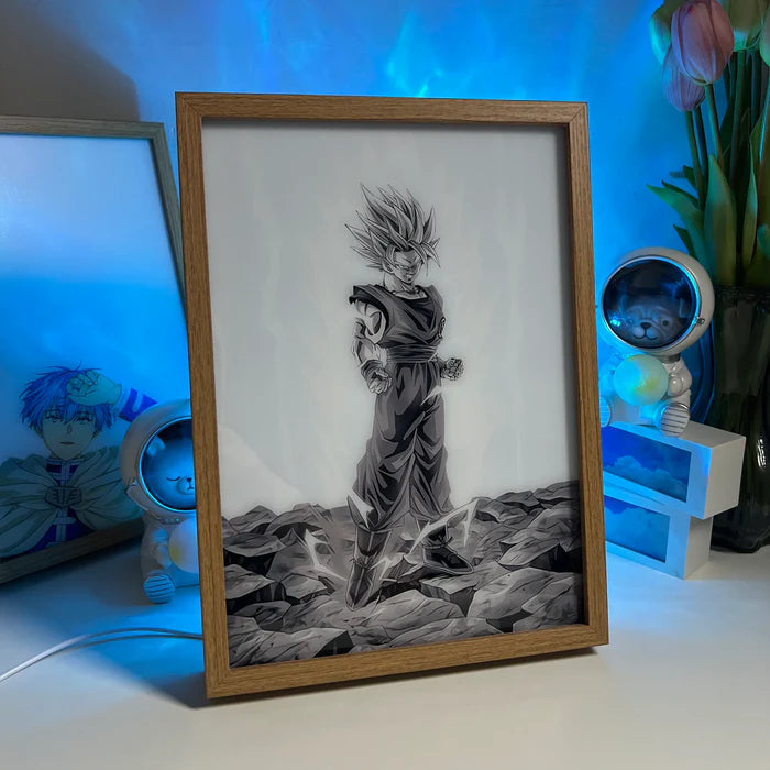 Dragon Ball Super Saiyan Goku Anime LED Light Painting Frame - Unleash the Power of Goku