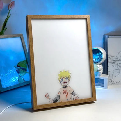 Marco de pintura con luz LED de Naruto Uzumaki, hijo del Séptimo Hokage, regalo de luz nocturna