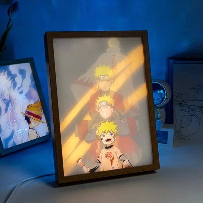 Marco de pintura con luz LED de Naruto Uzumaki, hijo del Séptimo Hokage, regalo de luz nocturna