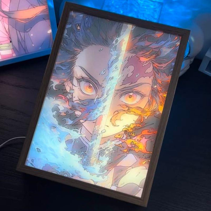 Demon Slayer: Tanjiro 4D LED Light Up Painting - Glowing Frame