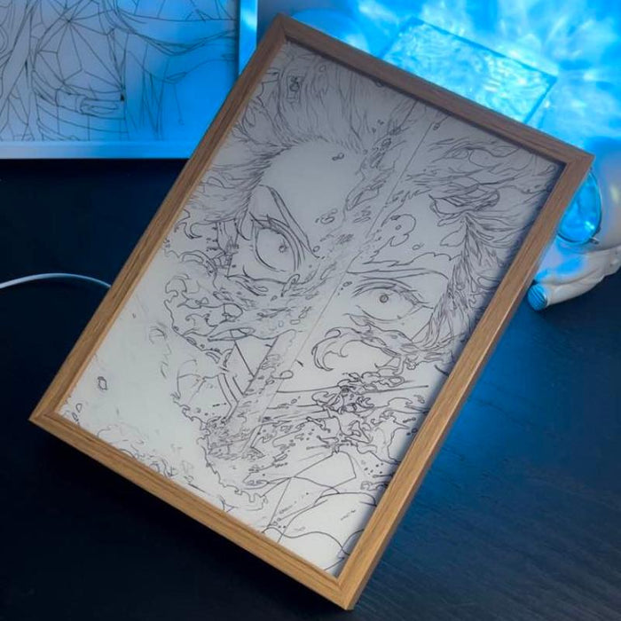 Demon Slayer: Tanjiro 4D LED Light Up Painting - Glowing Frame