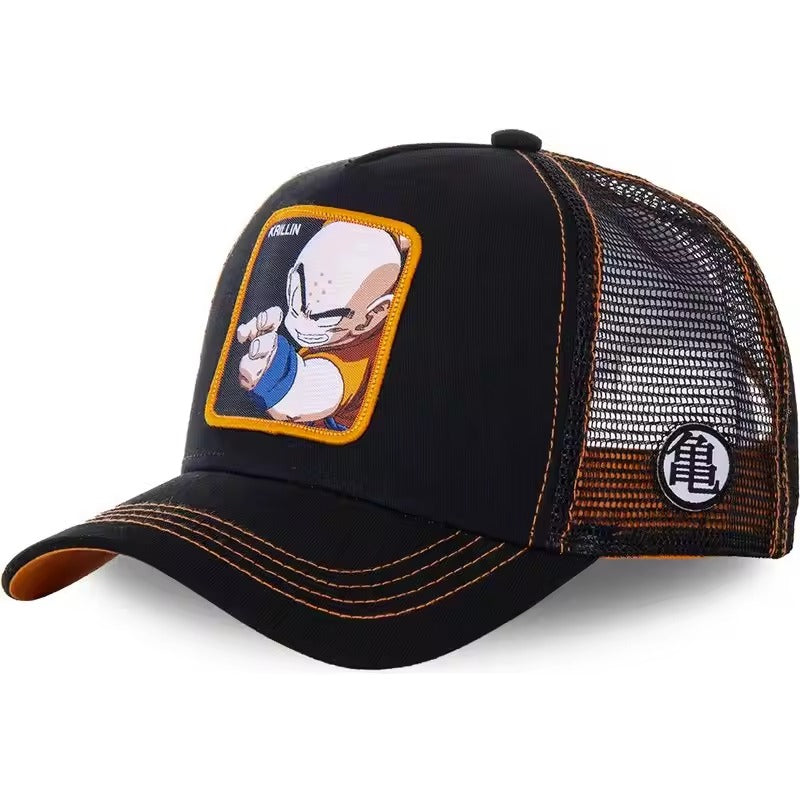 New Dragon Ball Son Goku Cap Summer Travel Peaked Cap Men's Embroidery Hip-Hop Cap Style Sun Visor Adjustable Trucker Mesh Cap