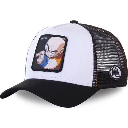 New Dragon Ball Son Goku Cap Summer Travel Peaked Cap Men's Embroidery Hip-Hop Cap Style Sun Visor Adjustable Trucker Mesh Cap