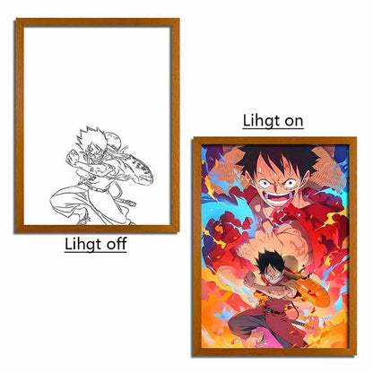 One Piece Luffy LED Light Up Painting Frame Glowing Frame 4D Painting