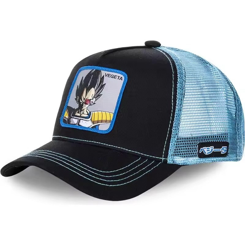 New Dragon Ball Son Goku Cap Summer Travel Peaked Cap Men's Embroidery Hip-Hop Cap Style Sun Visor Adjustable Trucker Mesh Cap