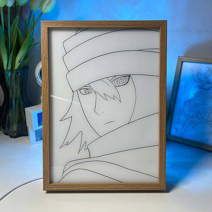 Pintura con luz LED del anime Naruto: regalo de merchandising de anime con la mirada de Sasuke, luz de noche