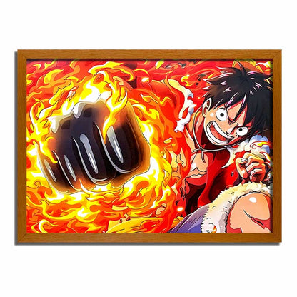 One Piece Luffy LED Light Up Painting Frame | Fiery Punch and Flames